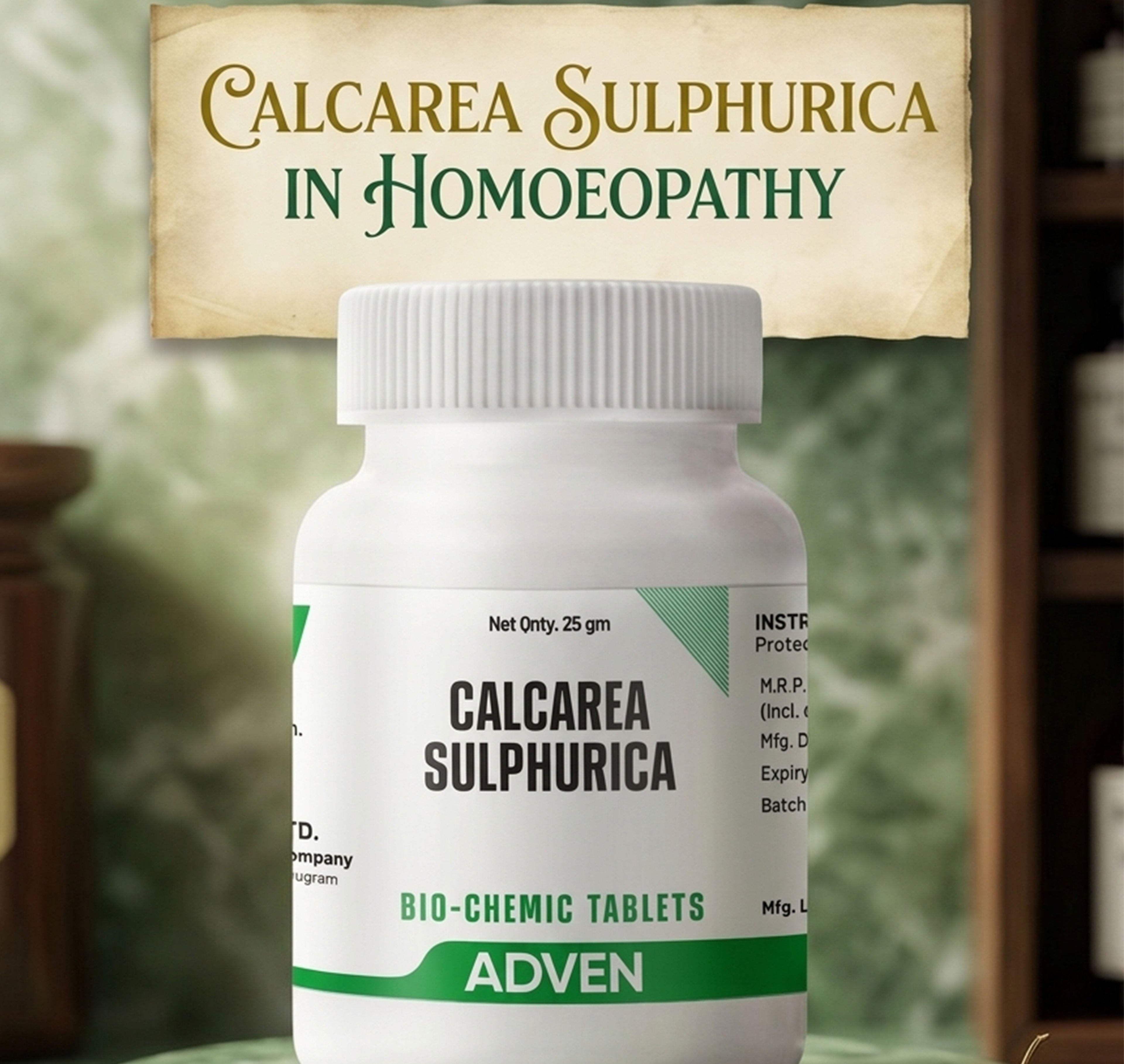 Calcarea Sulphurica (Calcarea. Sulph or Calcarea Sulphuricum) in Homoeopathy: Complete Guide to Uses, Dosage, Benefits & Potency Selection (3X, 6X , 12X, 30X 200X) - Adven