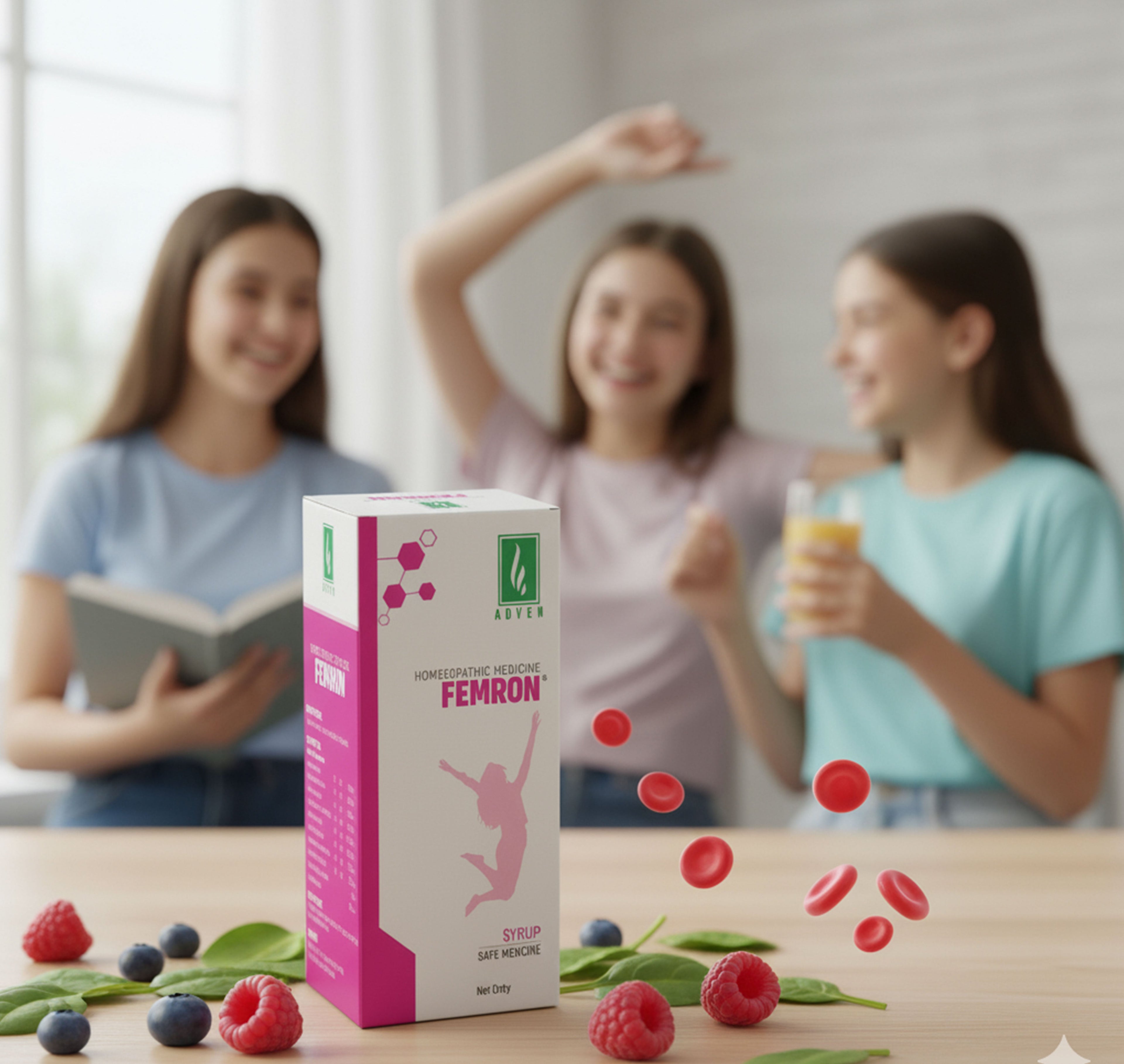 Femron Syrup by Adven Homoeopathic: The Only Homoeopathic Formula Teen Girls Truly Need for Period Pain, Low Hemoglobin & Nutritional Gaps - Adven