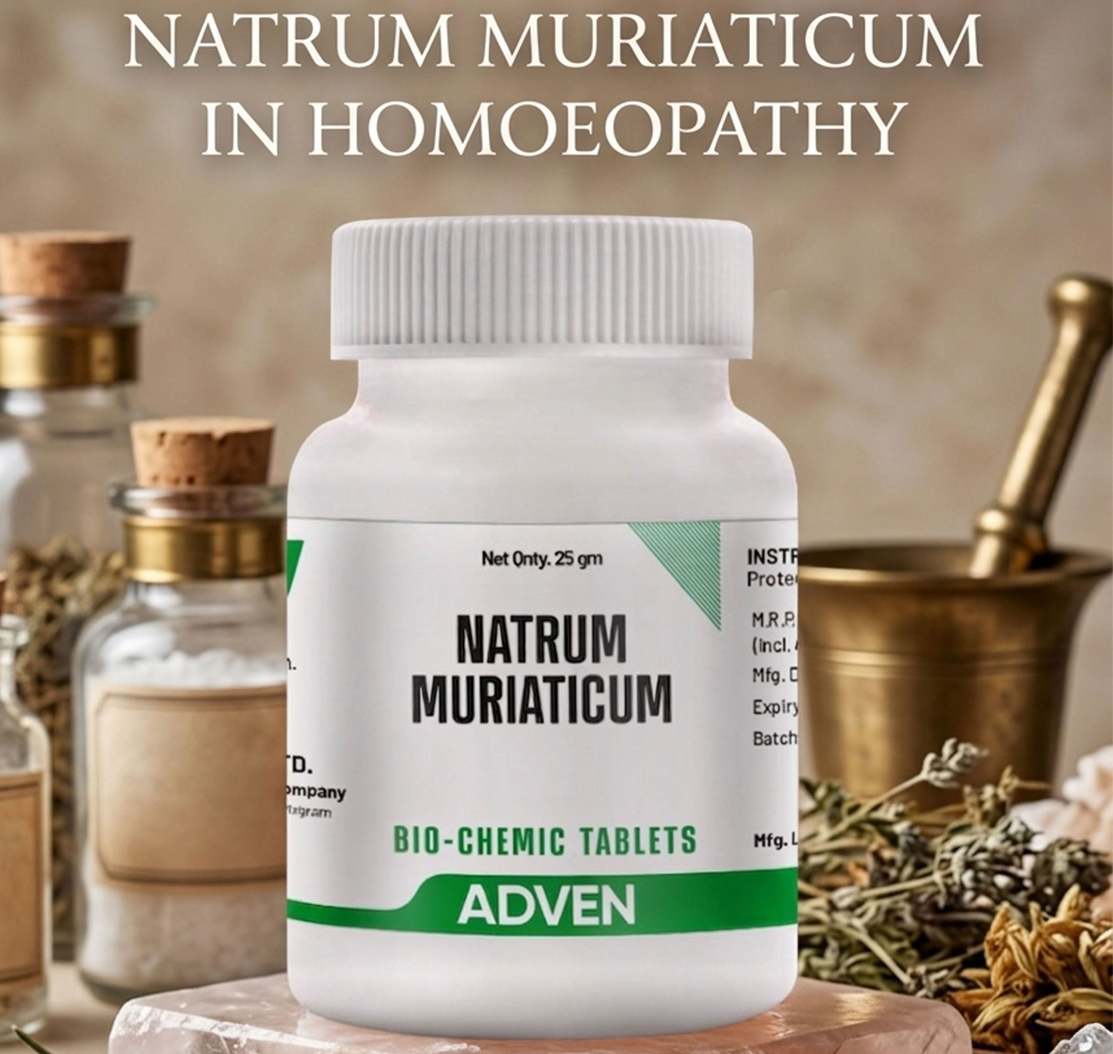 Natrum Muriaticum (Nat Mur or Natrum. Mur.) in Homoeopathy: Complete Guide to Uses, Dosage, Benefits & Potency Selection (3X, 6X , 12X, 30X 200X) - Adven