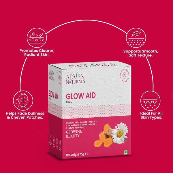 Adven Naturals Glow Aid Soap Combo | Niacinamide & Kojic Acid Soap | 225g - Adven