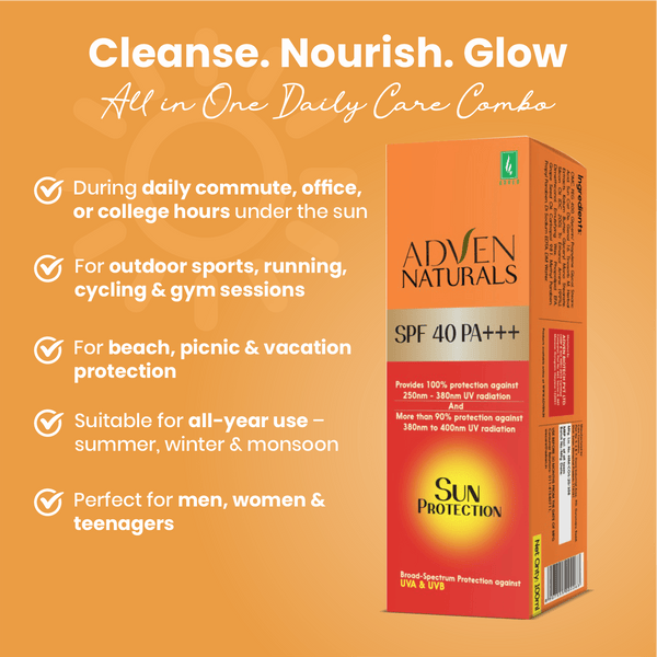 Adven Naturals Sun Protection Sunscreen SPF 40 PA+++ | All Skin Type - Adven