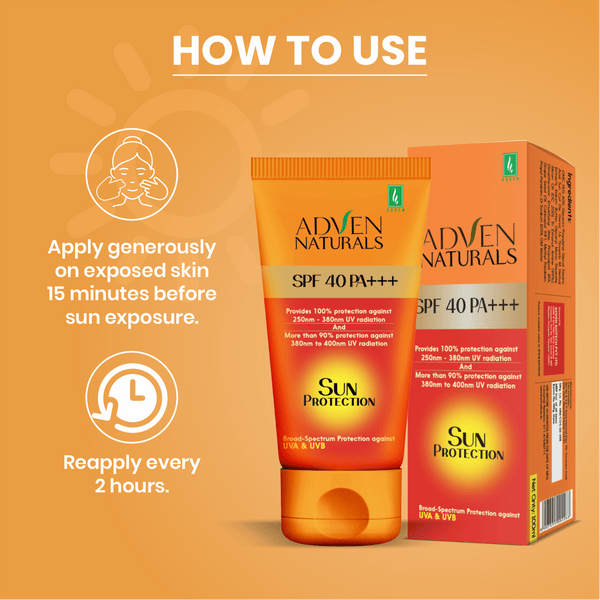 Adven Naturals Sun Protection Sunscreen SPF 40 PA+++ | All Skin Type - Adven