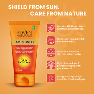 Adven Naturals Sun Protection Sunscreen SPF 40 PA+++ | All Skin Type - Adven