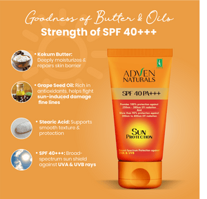 Adven Naturals Sun Protection Sunscreen SPF 40 PA+++ | All Skin Type - Adven