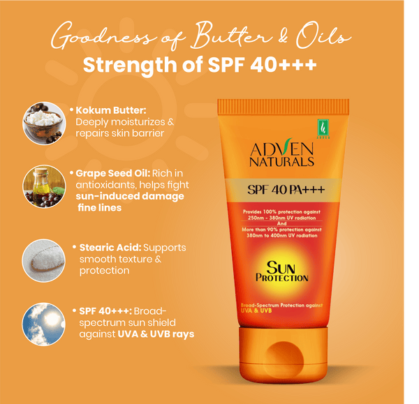 Adven Naturals Sun Protection Sunscreen SPF 40 PA+++ | All Skin Type - Adven