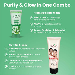 Combo: Glow Aid Cream 100g and Neem Tulsi Facewash with ABC 100g - Adven