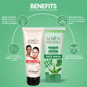 Combo: Glow Aid Cream 100g and Neem Tulsi Facewash with ABC 100g - Adven