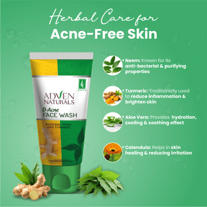 D - ACNE FACE WASH WITH ALOEVERA, NEEM & TURMERIC - 100 ML - Adven