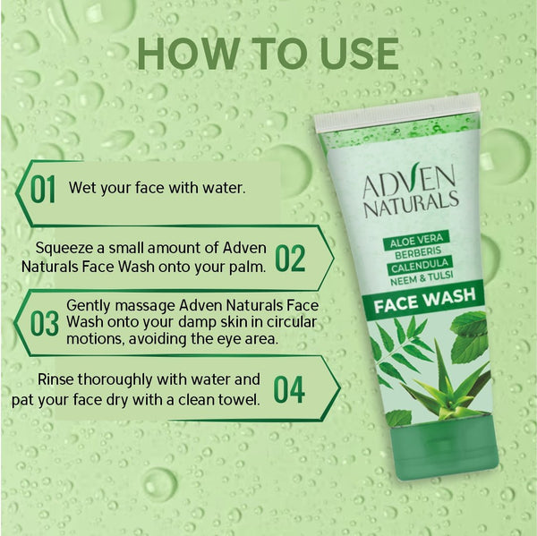 FACE WASH WITH ABC (ALOE VERA, BERBERIS, CALENDULA + NEEM & TULSI) - Adven
