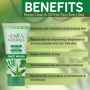 FACE WASH WITH ABC (ALOE VERA, BERBERIS, CALENDULA + NEEM & TULSI) - Adven