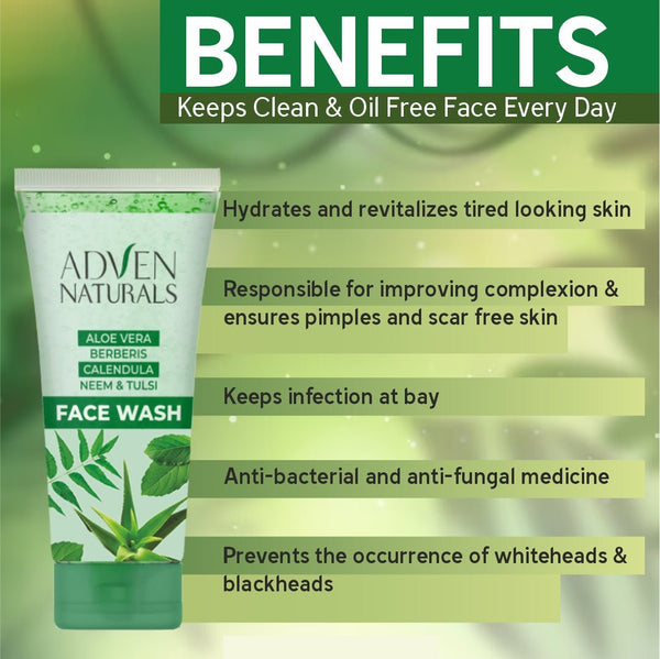 FACE WASH WITH ABC (ALOE VERA, BERBERIS, CALENDULA + NEEM & TULSI) - Adven