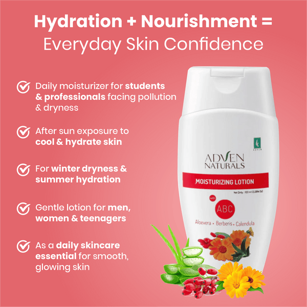 MOISTURIZING LOTION WITH ABC (ALOEVERA, BERBERIS & CALENDULA) - 100 ML - Adven