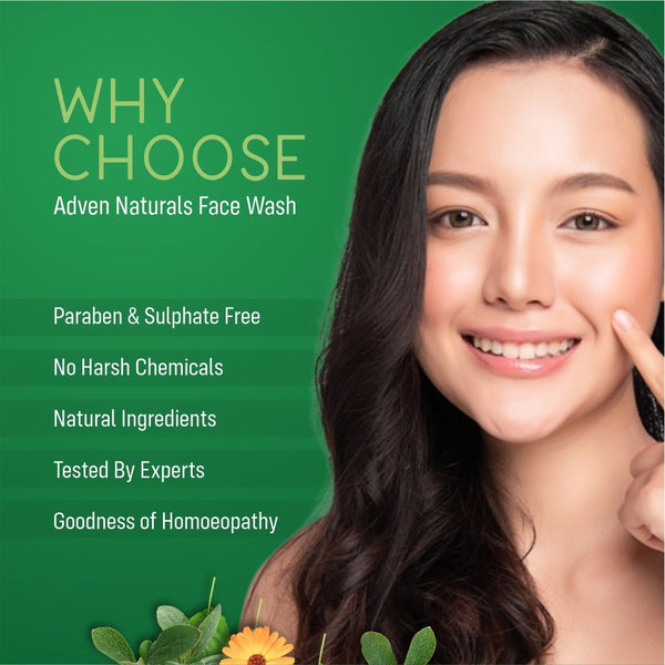 Adven Naturals Face Wash with Aloe vera, Berberis, Calendula, Neem & Tulsi | Paraben Free | Sulphate Free | All Skin Types - 100 GM - Adven