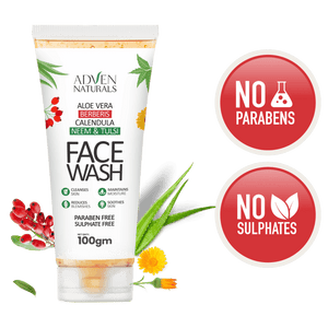 Adven Naturals Face Wash with Aloe vera, Berberis, Calendula, Neem & Tulsi | Paraben Free | Sulphate Free | All Skin Types - 100 GM - Adven