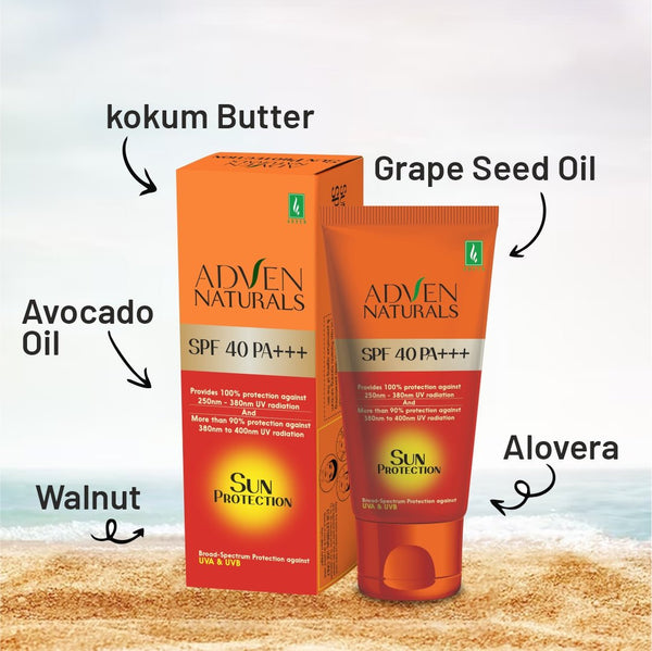 Adven Naturals Sun Protection Sunscreen SPF 40 PA+++ | All Skin Type - Adven