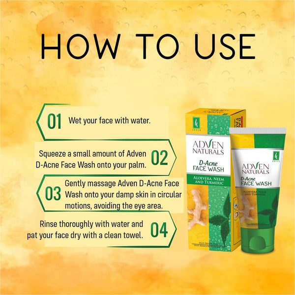 D - ACNE FACE WASH WITH ALOEVERA, NEEM & TURMERIC - 100 ML - Adven