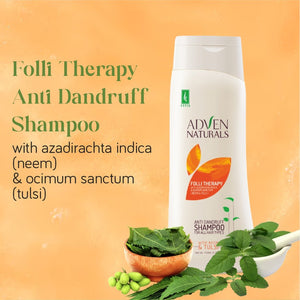 FOLLI THERAPY ANTI DANDRUFF SHAMPOO WITH AZADIRACHTA INDICA (NEEM) & OCIMUM SANCTUM(TULSI) - Adven