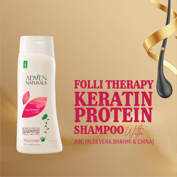 FOLLI THERAPY KERATIN PROTEIN SHAMPOO WITH ABC (ALOE VERA,BRAHMI & CHINA) - Adven